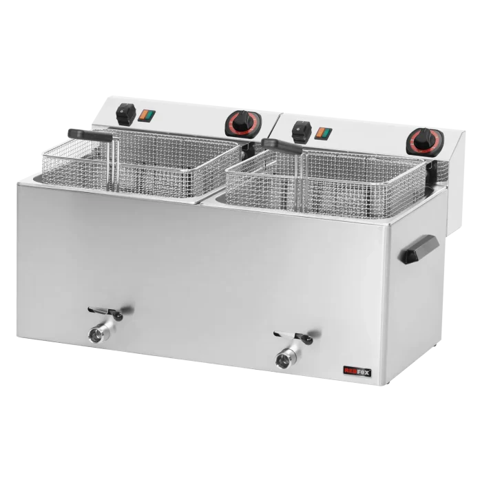 Electric fryer 2 baskets 0,74 kW/l, 11+11 l counter top drain tap 400 V | Line - FE 1010 T - Image 1
