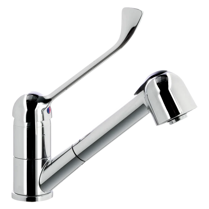 One hole sink mixer with detachable shower and black clinical lever | Line - BSV 1 - Image 1