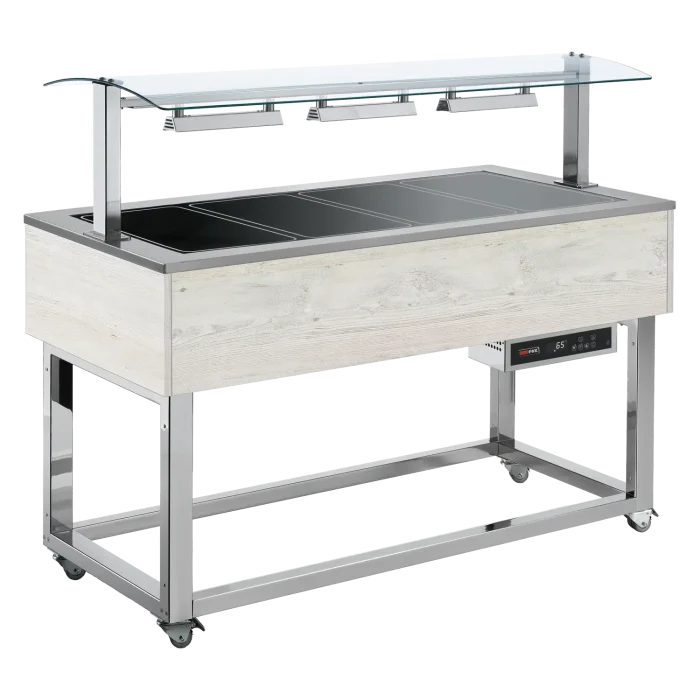 Food display island heated, glass ceramic GN 3-1/1 RAL | Line - ES BROWN+ 3R - Image 1