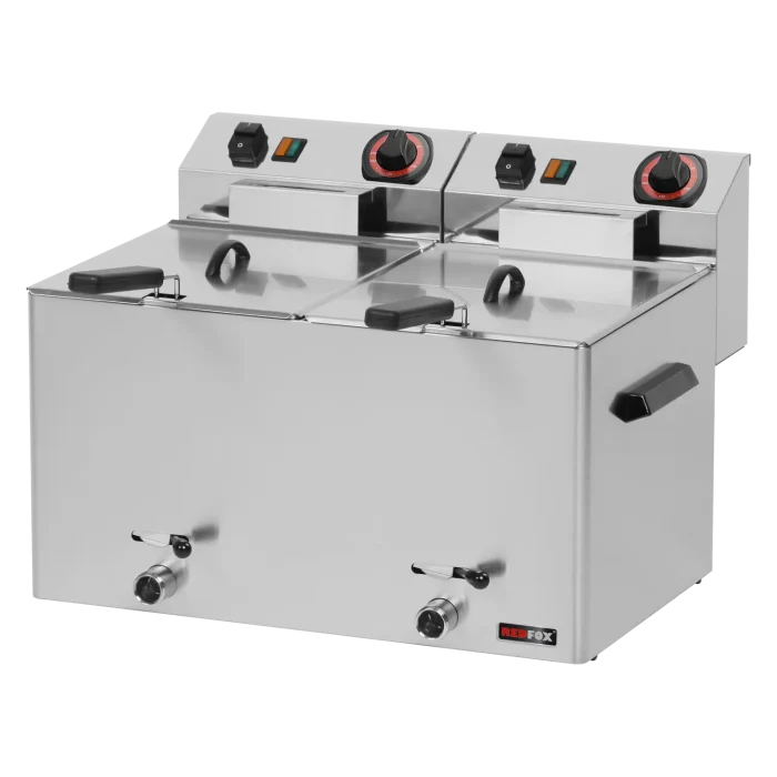 Electric fryer 2 baskets 0,75 kW/l, 8+8 l counter top drain tap 400 V | Line - FE 77 VT - Image 1