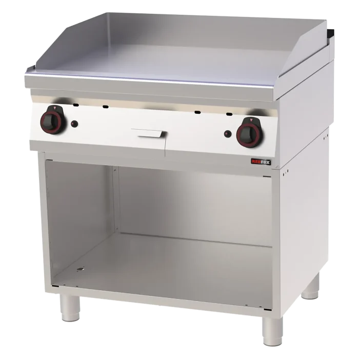 Fry-top griddle plate 80x51 gas chromed smooth on open cabinet | Line - FTHC 70/80 G - Image 1