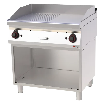 Fry-top griddle plate 80x51 gas combined on open cabinet | Line - FTHR 70/80 G