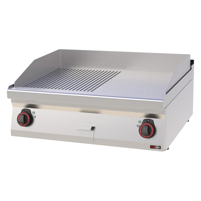 Fry-top griddle plate 80x51 electric chromed combined without cabinet 400 V | Line - FTHRC 70/08 E - Image 1