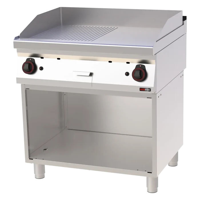 Fry-top griddle plate 80x51 gas chromed combined on open cabinet | Line - FTHRC 70/80 G - Image 1