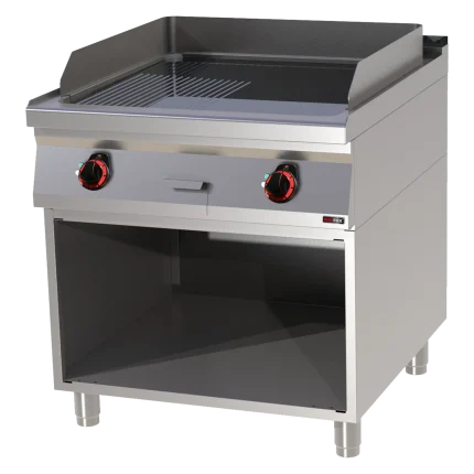 Fry-top griddle plate 71x65 electric chromed combined on open cabinet 400 V | Line - FTHRC 90/80 E