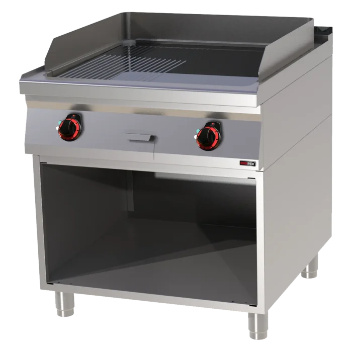 Fry-top griddle plate 71x65 electric chromed combined on open cabinet 400 V | Line - FTHRC 90/80 E - Image 1