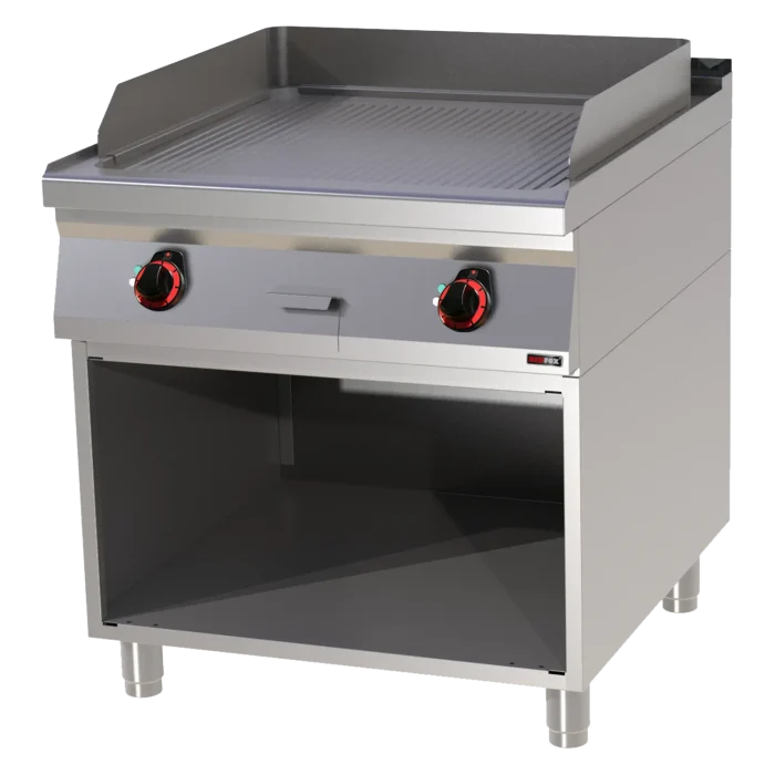 Fry-top griddle plate 71x65 electric grooved on open cabinet 400 V | Line - FTR 90/80 E - Image 1