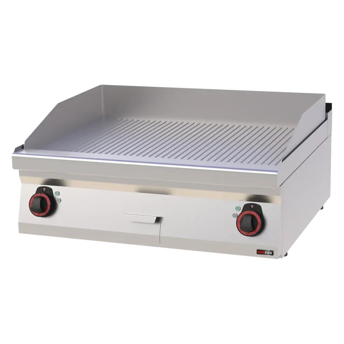 Fry-top griddle plate 80x51 electric chromed grooved without cabinet 400 V | Line - FTRC 70/08 E - Image 1