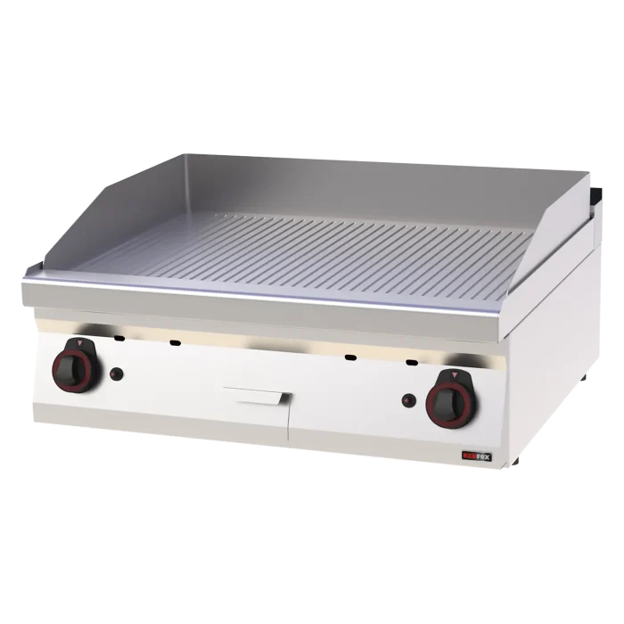 Fry-top griddle plate 80x51 gas chromed grooved without cabinet | Line - FTRC 70/08 G - Image 1