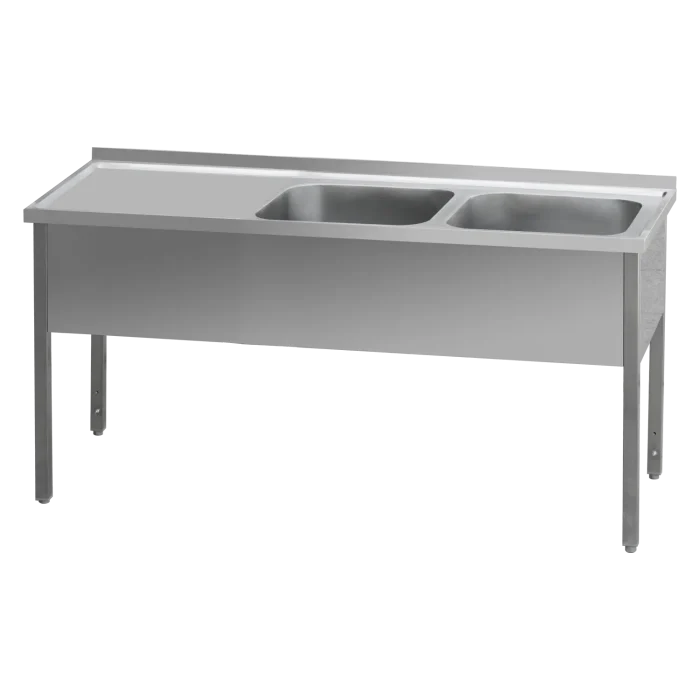 Washing table 140x70x90 - 2x sink 40x50x30 drain area left | Line - MSDOL 7014 - Image 1