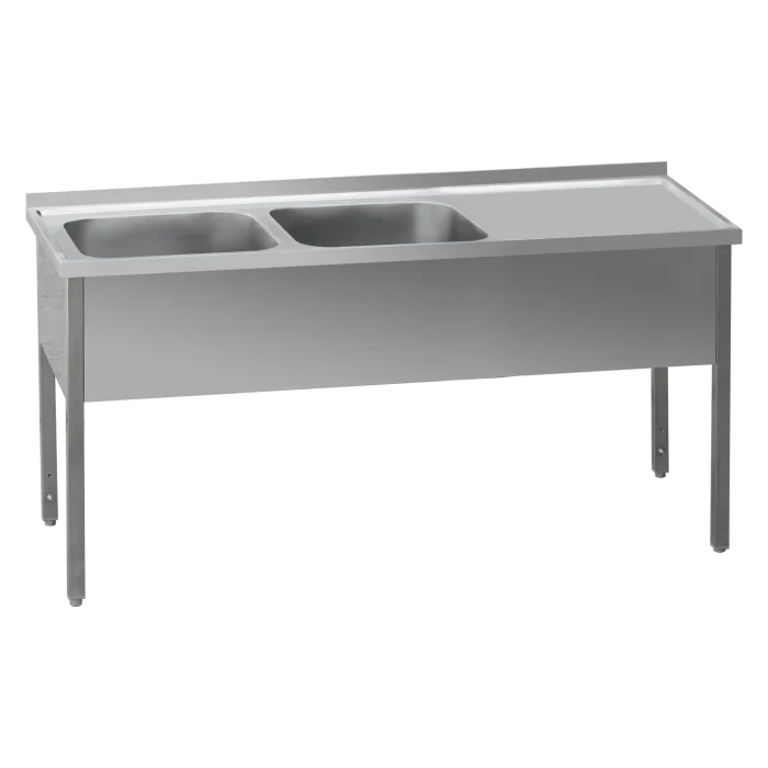 Washing table 140x60x90 - 2x sink 40x50x30 drain area right | Line - MSDOP 6014 - Image 1