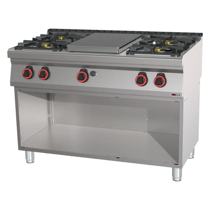 Cooking range solid top gas 5x burner on open cabinet | Line - STP 70/120 G - Image 1